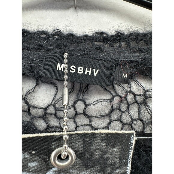 Misbhv Antwerp Dress Size M Black Red Mohair Silk Blend Sheer Open Knit Slit NWT - Picture 10 of 13